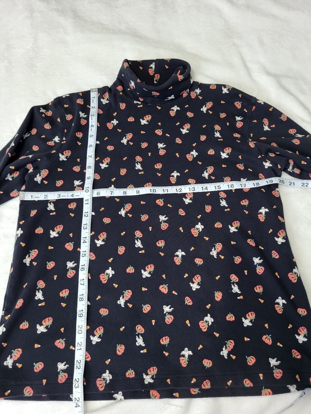 Talbots Black Halloween-Print Turtleneck Long Sleeve Top. Size Large. - Picture 8 of 8